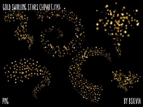 Gold Swirling Stars Clipart Gold Foil Stars Overlays Shiny Etsy