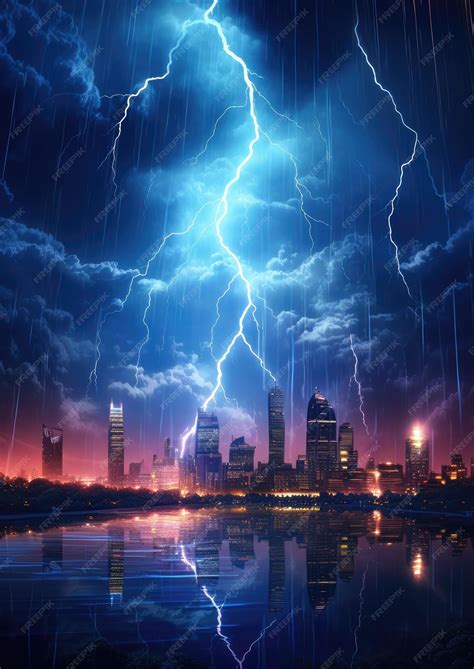 Premium Photo | Landscape storm view on lightning bolts bad weather