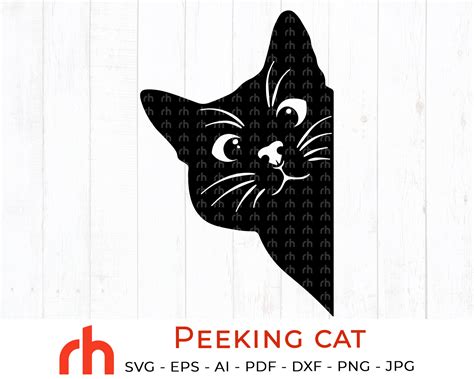 Peeking Cat Svg Cat Face Svg Black Cat Svg Etsy