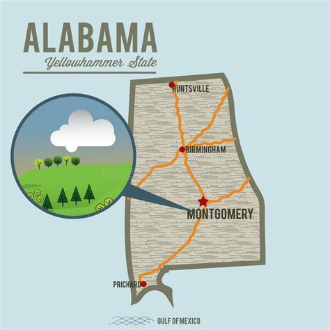 Alabama State Map Vector Illustration Decorative Design Stock Vector