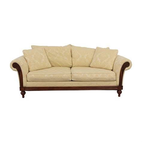 90 Off Ethan Allen Ethan Allen Ivory Jacquard Sofa With Wood Frame