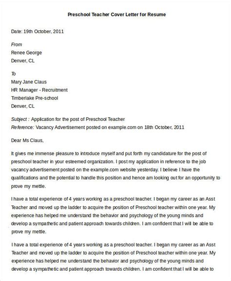 Application For Preschool Teacher