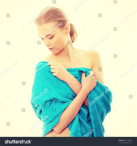 Portrait Beautiful Naked Woman Covering Her Stock Photo 177080852