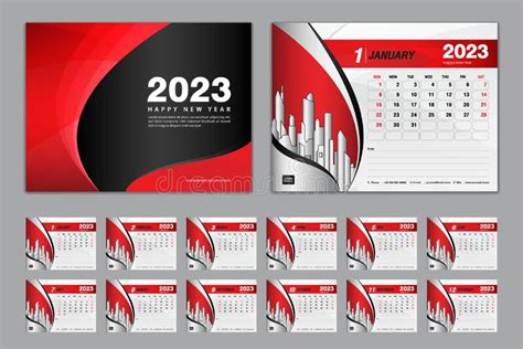 Calendar 2023 Template Set Vector Week Starts Sunday Set Of 12 Month
