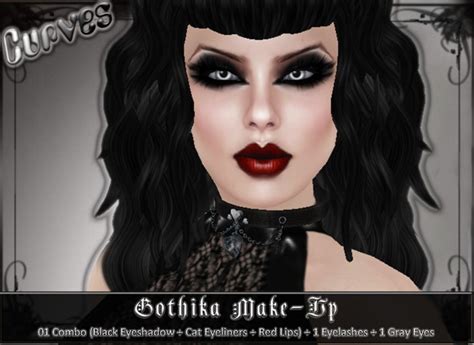 Second Life Marketplace Curves Gothika Make Up 01 Combo Black