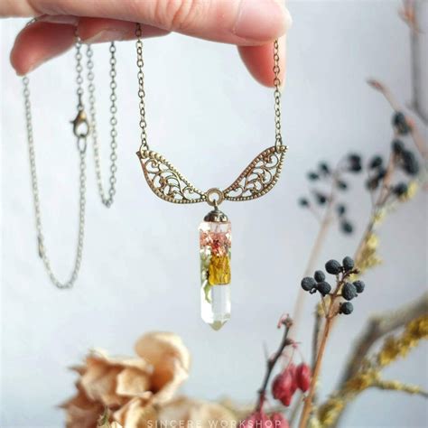 Crystal Necklace Forest Lichen Moss Terrarium Dried Flowers Resin