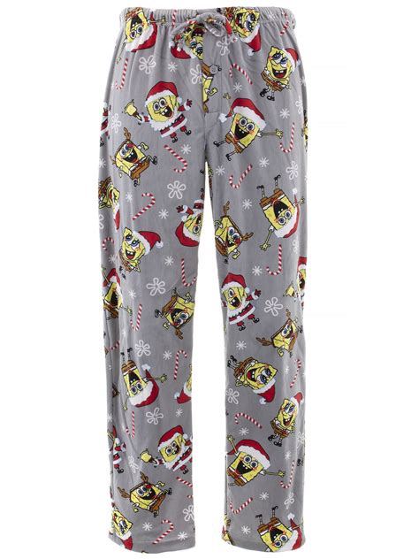 Briefly Stated Spongebob Christmas Gray Mens Sueded Fleece Pajama