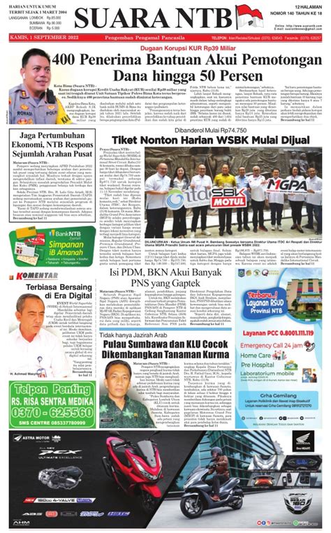 Koran Suara Ntb Edisi 1 September 2022