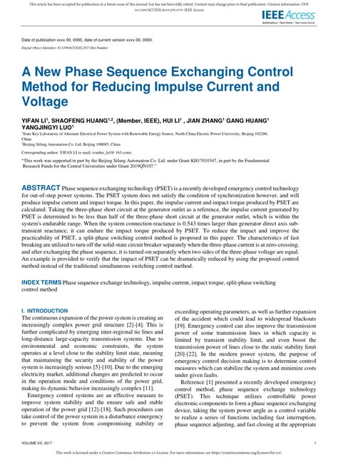 (PDF) A New Phase Sequence Exchanging Control Method for Reducing