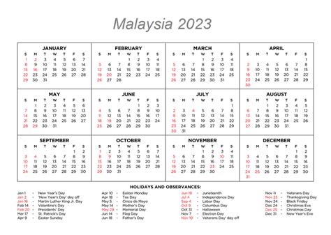 Printable Calendar 2024 Malaysia Public Holiday