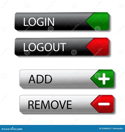 Set Of Buttons Login Logout Add Remove Stock Photos Image 22468423