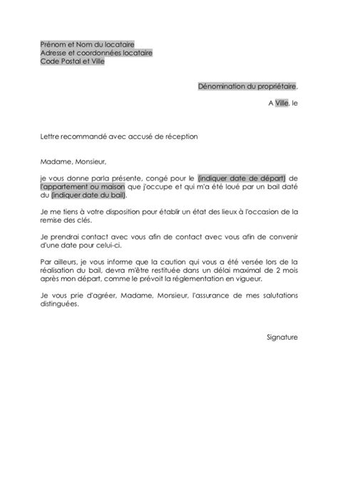 Lettre résiliation de bail mois. lettre preavis crous - Modele de lettre type