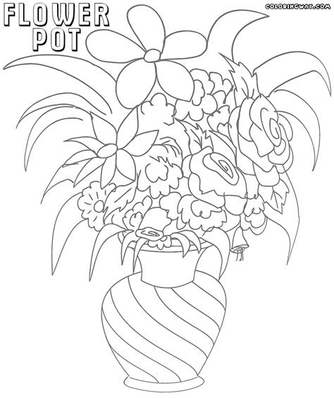 Flower in a pot color page. Flower pot coloring pages | Coloring pages to download and ...