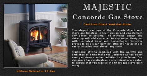 Majestic Concorde Direct Vent Gas Stove Adams Stove Company Wood