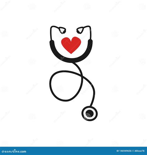 Cute Cartoon Stethoscope With Abstract Heart Flat Vector Illustration