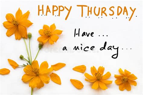 Happy Thursday Have A Nice Day Message Card Handwriting With Orange