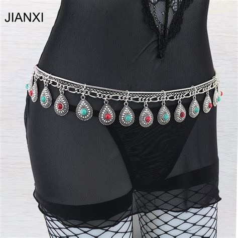 Jianxi Selling Gypsy Silver Water Drop Chain Body Jewelry Charms Sexy
