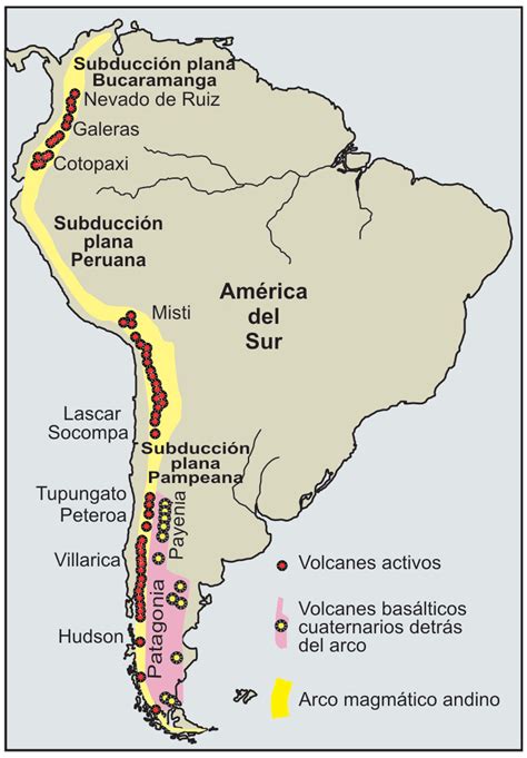 Mapa De Sudamérica Donde Se Indica El Volcanismo Activo De La