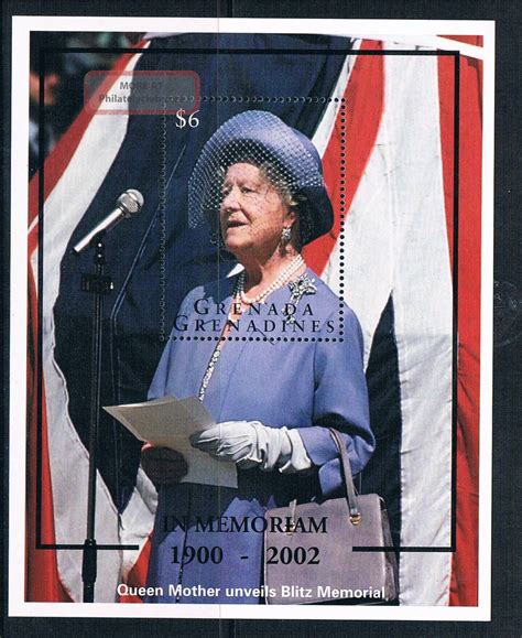 The queen mother has died peacefully in her sleep aged 101, buckingham palace has announced. Gren. Grenada 2002 Queen Mother Commem. Ms Sg1984a