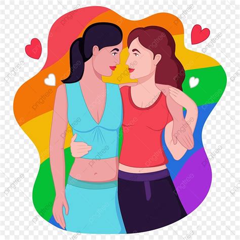 Pareja Lesbiana Bandera Lgbt Y Disfrutando Del Orgullo Png Orgullo Lesbin El Amor Es El Amor