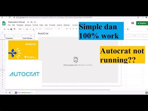 Cara mengatasi drive google refused to connect di google formulir sangatlah mudah. Autocrat Can't Run : Cara Mengatasi Autocrat - drive ...