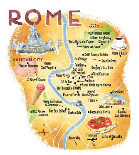 Rome Map By Scott Jessop Sunday Times Travel Magazine July 2014 Issue