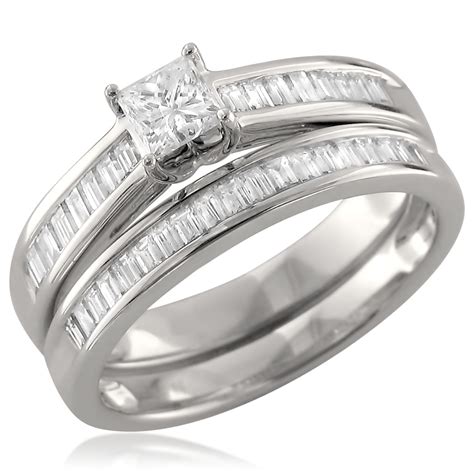 Diamondmuse 100 Cttw Princess Cut And Baguette Diamond Engagement