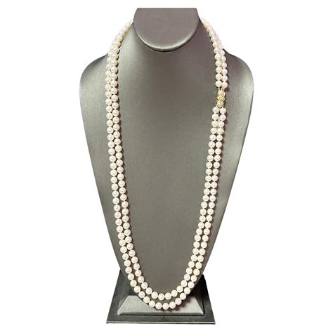 Akoya Pearl Diamond Necklace 14k Y Gold Certified For Sale At 1stdibs