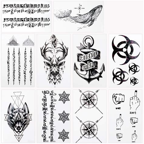 szhuiher 36 sheets waterproof temporary tattoos fake tattoos body art tattoo stickers black