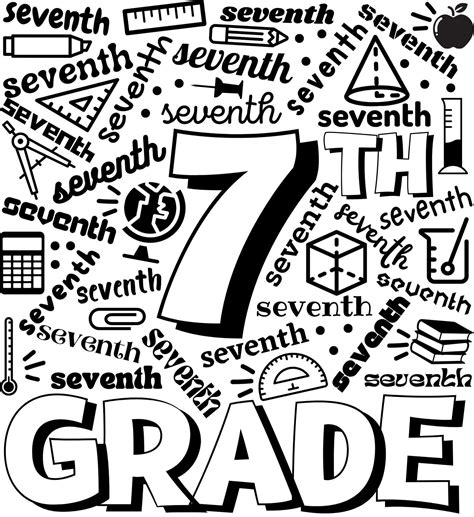 7th Seventh Grade Typography Instant Download  Svg Png For Use