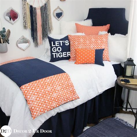 Auburn University Tigers Navy And Orange Designer Dorm Bedding Set Dorm