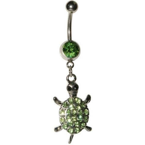 Supreme Jewelry G Stainless Steel Turtle Charm With Bling Belly Ring