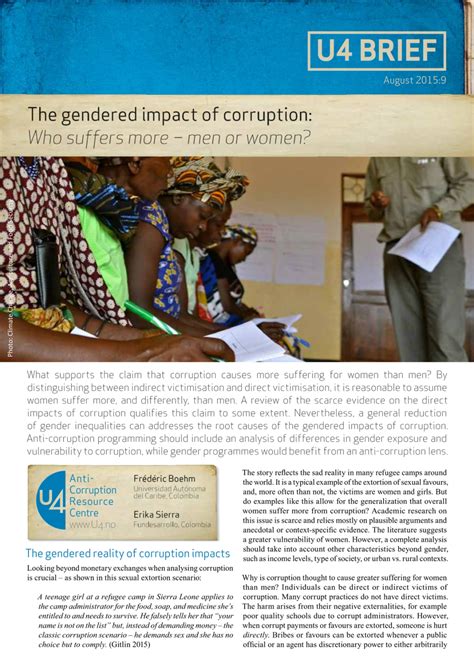 The Gendered Impact Of Corruption Who Suffers More Men Or Women
