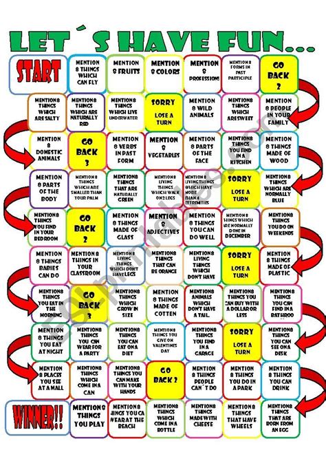 Vocabulary Review Board Game Esl Worksheet By Imelda In 2020 Esl Board Games English