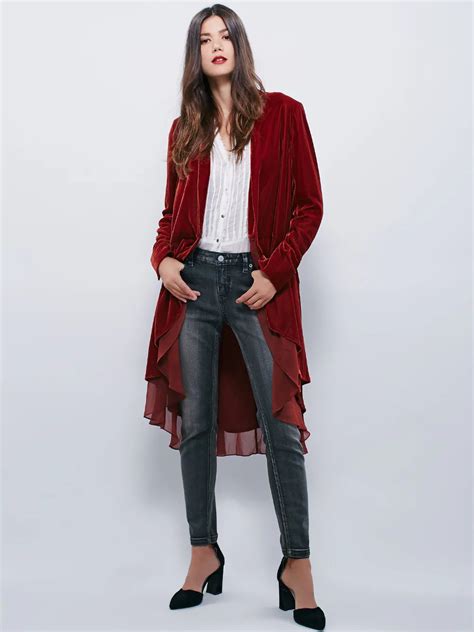 Women Coat Fashion Bohemian Style Long Coat Elegant Velvet Jacket