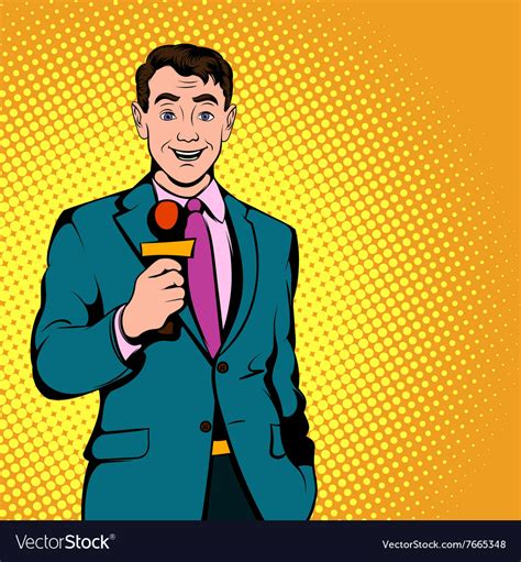 Journalist With Microphone Royalty Free Vector Image