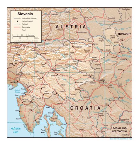 Large Detailed Political Map Of Slovenia With Relief Roads Railroads And Major Cities