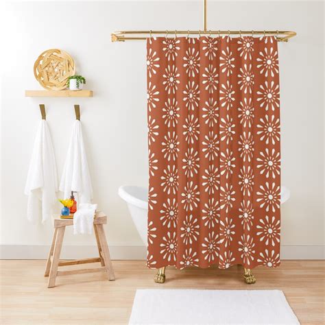Terracotta Moroccan Inspired Pattern Shower Curtain For Sale By
