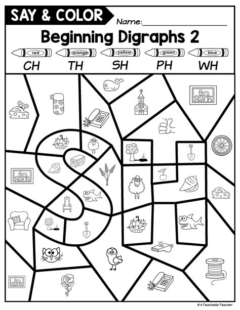 say and color digraph activities beginning and ending a teachable teacher