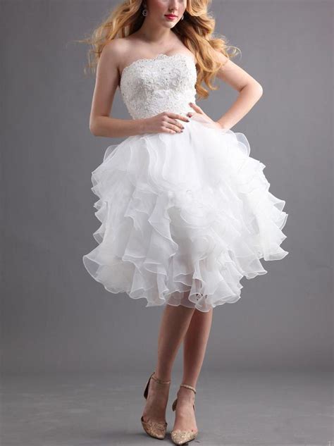 Aliexpress Com Buy Royal Puffy White Short Wedding Dresses Knee