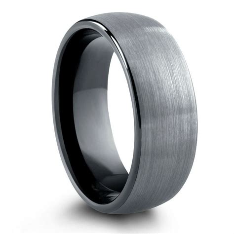 Brushed Tungsten Wedding Band With Black Inside 8mm Or 6mm Northern