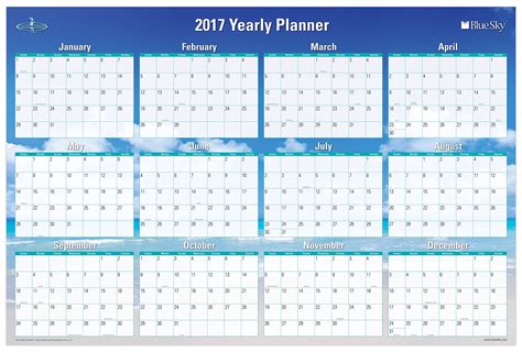 Blue Sky 2017 Laminated Erasable Yearly Wall Calendar 36 X 24 2