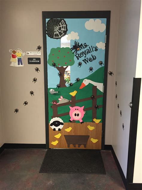 These ocean themed study carrels will keep eyes from wandering and help students stay focused on their work. Charlotte's Web Door ~ kids and teacher are spiders | Farm ...