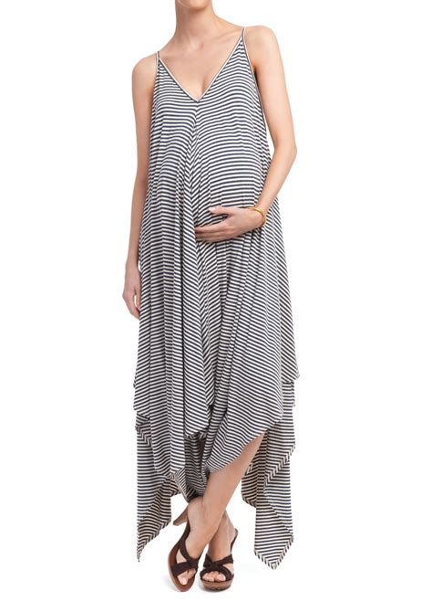 The Dinner Party Dress Blue And Cream Small Stripe Jersey Maternity Fashion Maternity Dresses
