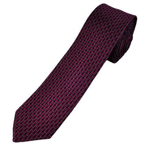 Navy Blue Cerise Pink And Silver Patterned Mens Luxury Silk Skinny Tie