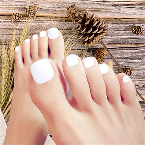 White Toenails Press on 24pcs Fake Toe Nails False Nails With Glue on