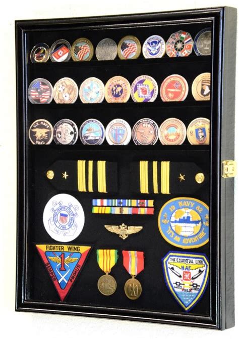 Display Case Military Challenge Coin Ribbon And Insignia Military