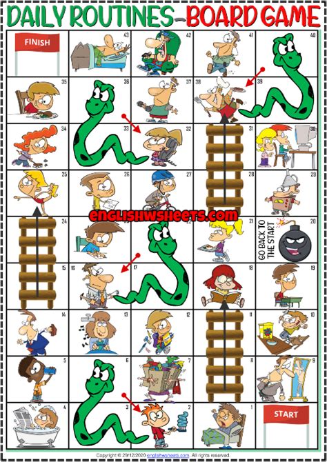 Daily Routines Esl Printable Board Game