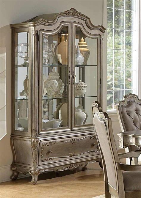 Us postcard dining room montpelier thomaston maine original table china buffet. Florentina China & Buffet In Taupe Color Faux Silk Rich ...