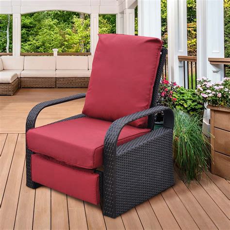 Outdoor Resin Wicker Patio Recliner Chair With Cushions Petagadget